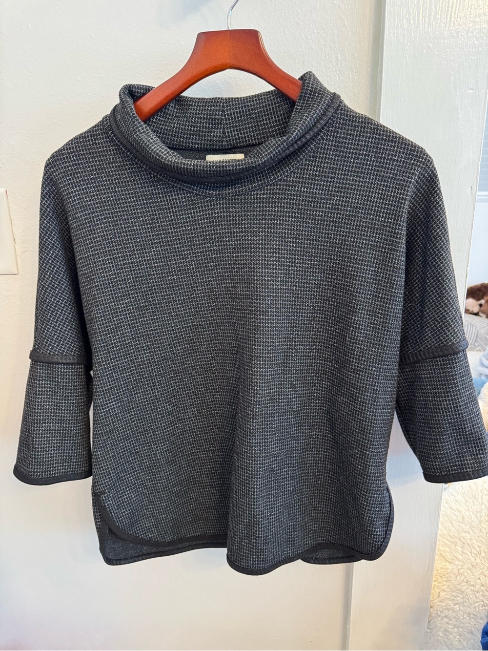 Max Studio Charcoal Textured Funnel Neck Sweater